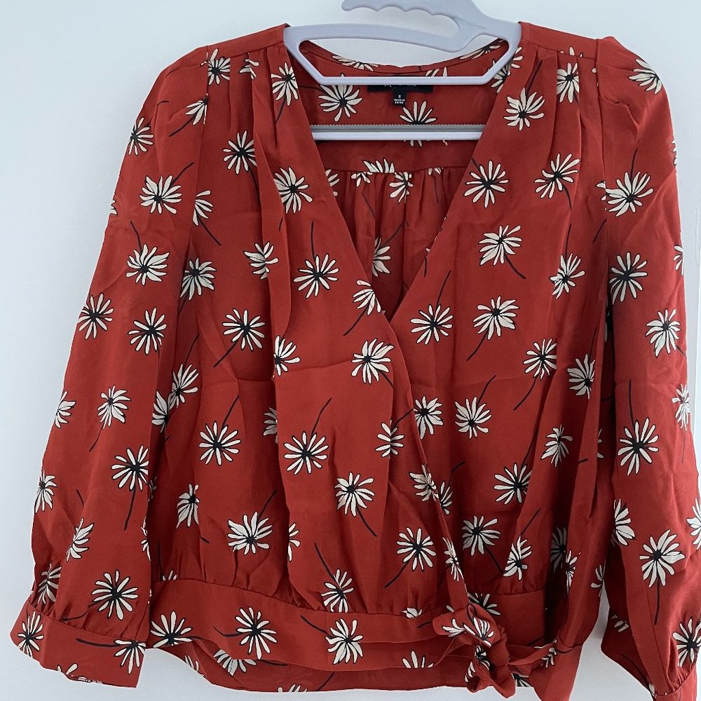 Madewell - Red & White Floral Wrap Blouse